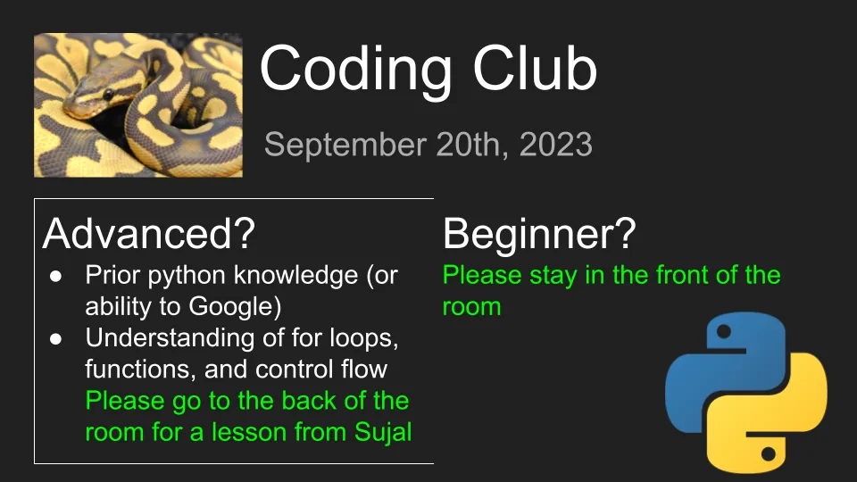 Picture of Coding Club slide